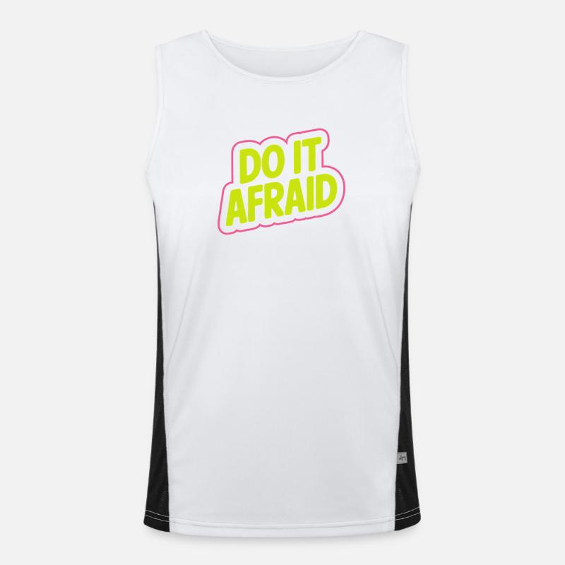 Do It Afraid Mut Weiterentwicklung Motivation Funktionelles Kontrast-Tank Top für Männer 