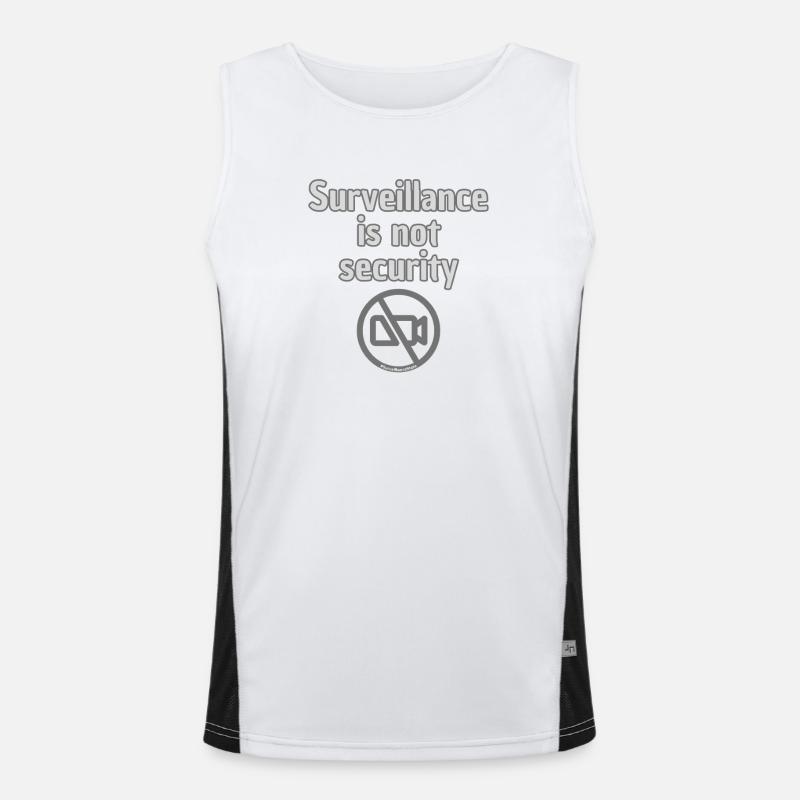 Surveillance Is Not Security Statement Motiv Funktionelles Kontrast-Tank Top für Männer 