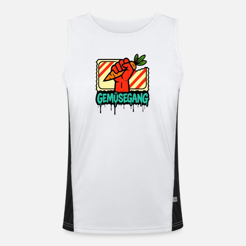 Conception de signe de main d’allée de légumes Débardeur respirant contrasté Homme 