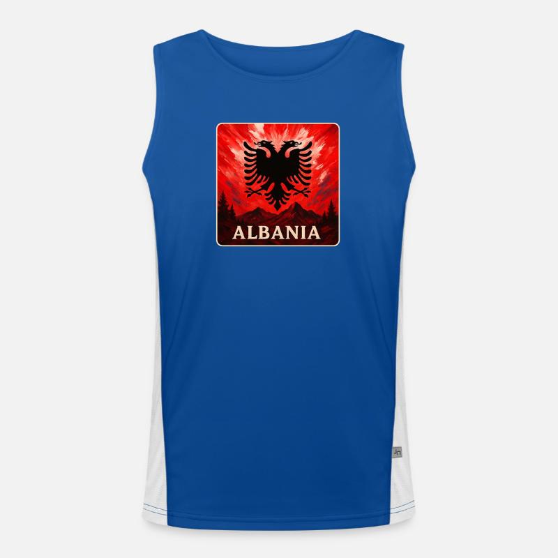 Albania Double Eagle Design Men's Functional Contrast Tank Top 