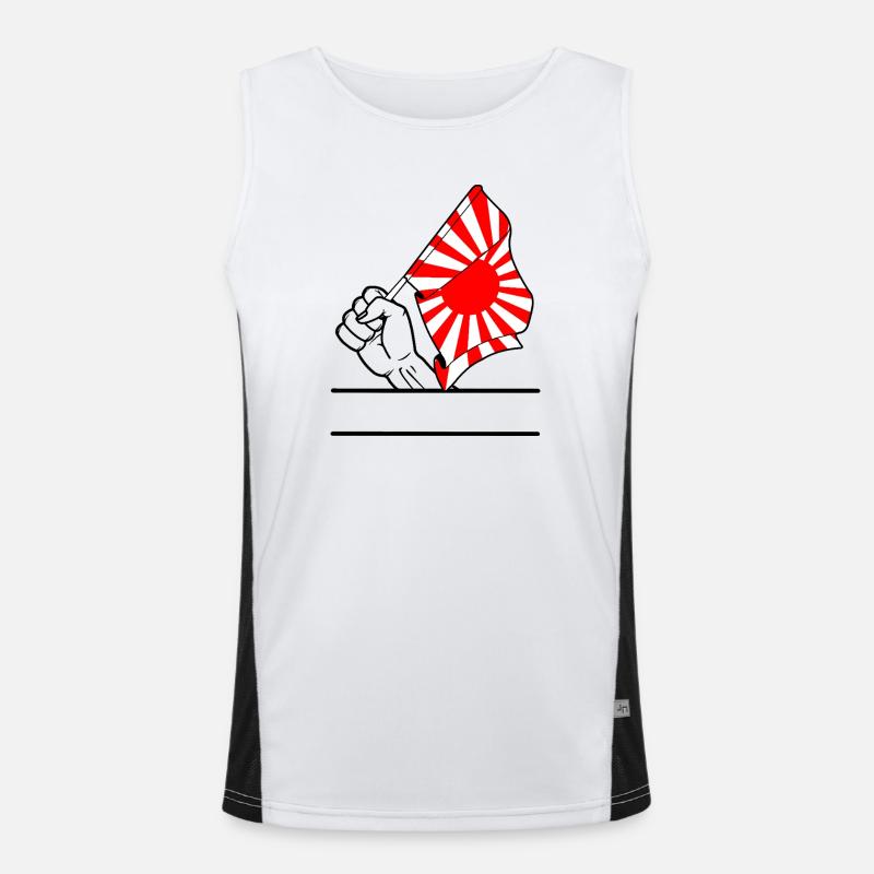 Poing avec drapeau du Soleil Levant 2 Débardeur respirant contrasté Homme 