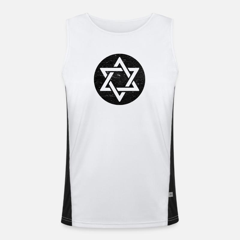Davidstern im schwarzen Kreis Funktionelles Kontrast-Tank Top für Männer 