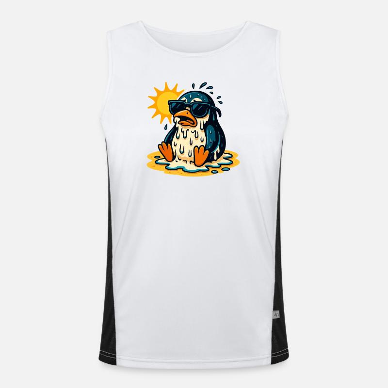 Sonniger Sommerpinguin mit Sonnenbrille Funktionelles Kontrast-Tank Top für Männer 