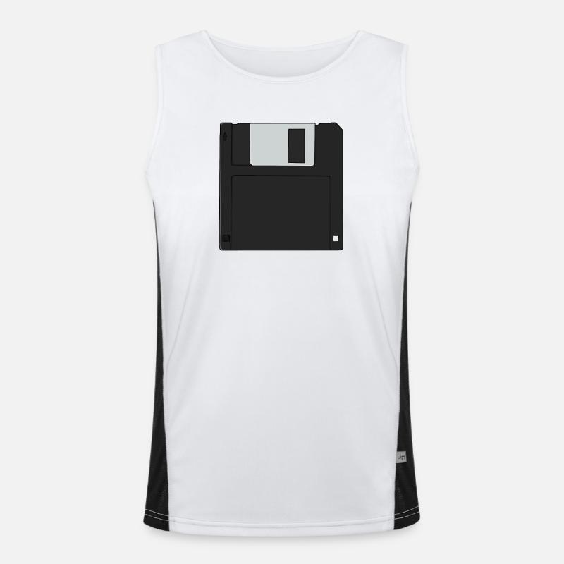 Nostalgic 3½ inch Diskette Retro Floppy Disk Men's Functional Contrast Tank Top 