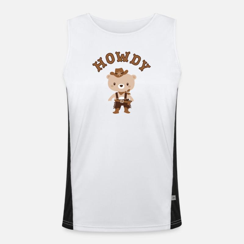 Howdy Teddy Cowboy Funktionelles Kontrast-Tank Top für Männer 