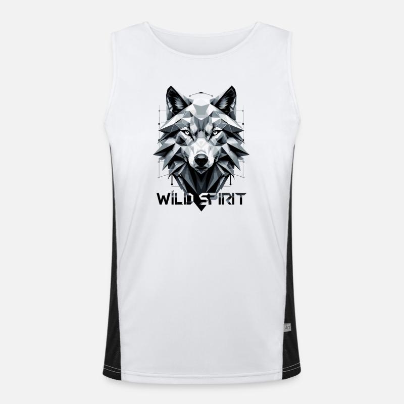 Geometric Wolf Tribal Design Men's Functional Contrast Tank Top 