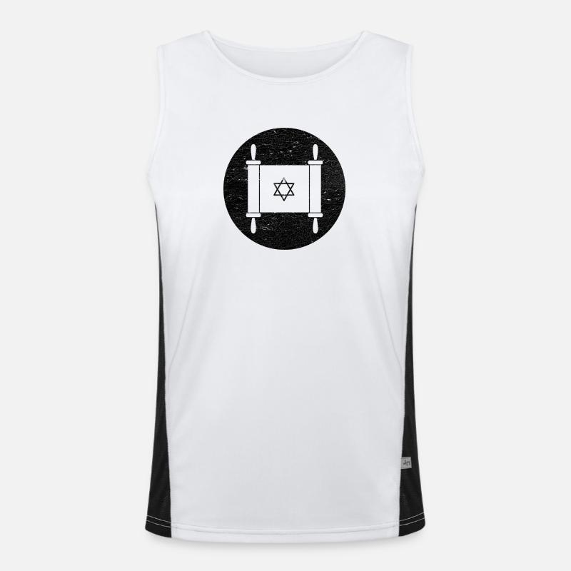 Torah scroll in a black circle Men's Functional Contrast Tank Top 