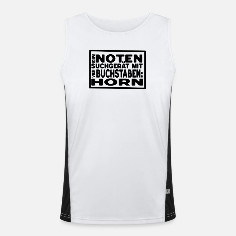 Horn - Notensuchgerät mit vier Buchstaben Funktionelles Kontrast-Tank Top für Männer 