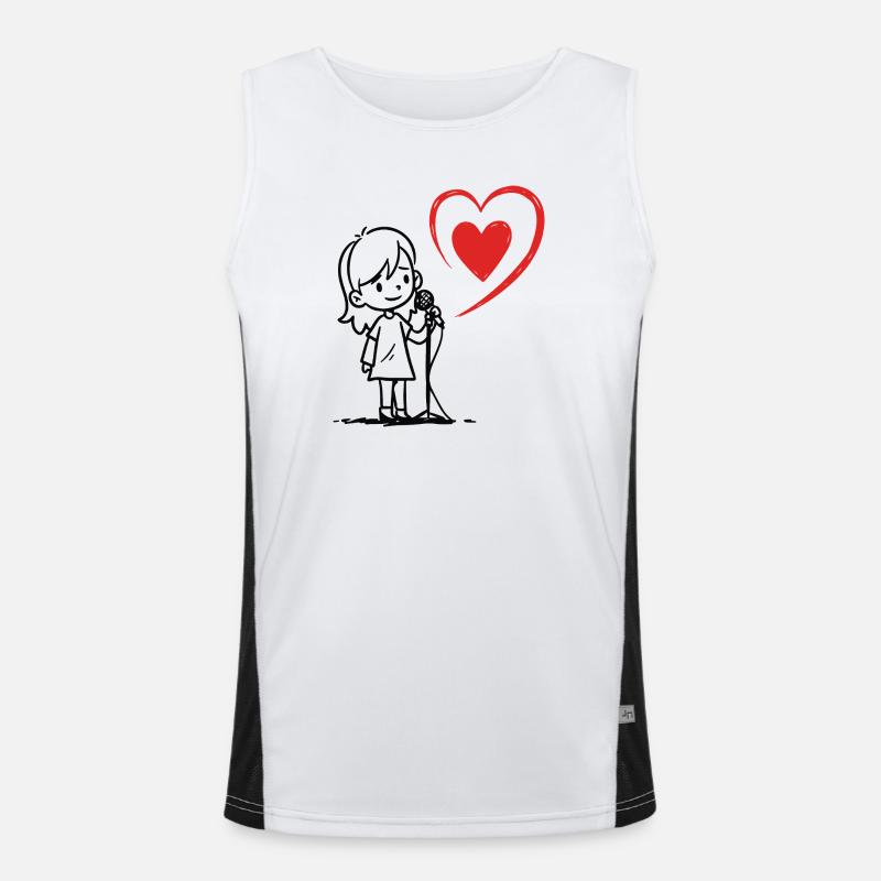 Mädchen singt mit einer Herznote Funktionelles Kontrast-Tank Top für Männer 
