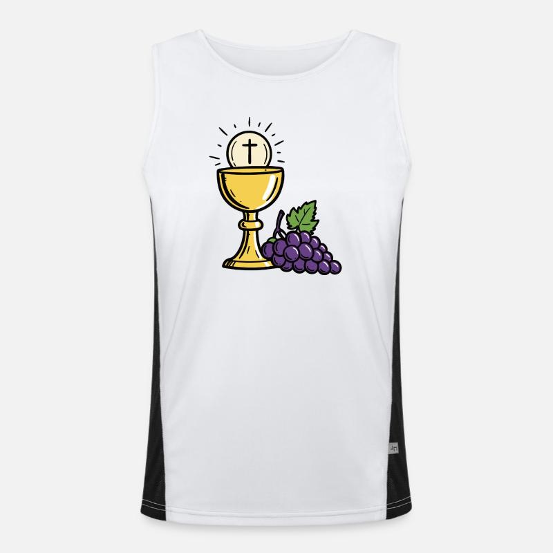 Holy Communion Chalice and Grapes Men's Functional Contrast Tank Top 