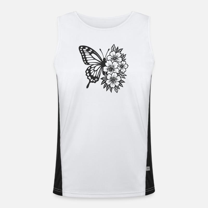 Composition élégante de papillon et de fleurs Débardeur respirant contrasté Homme 
