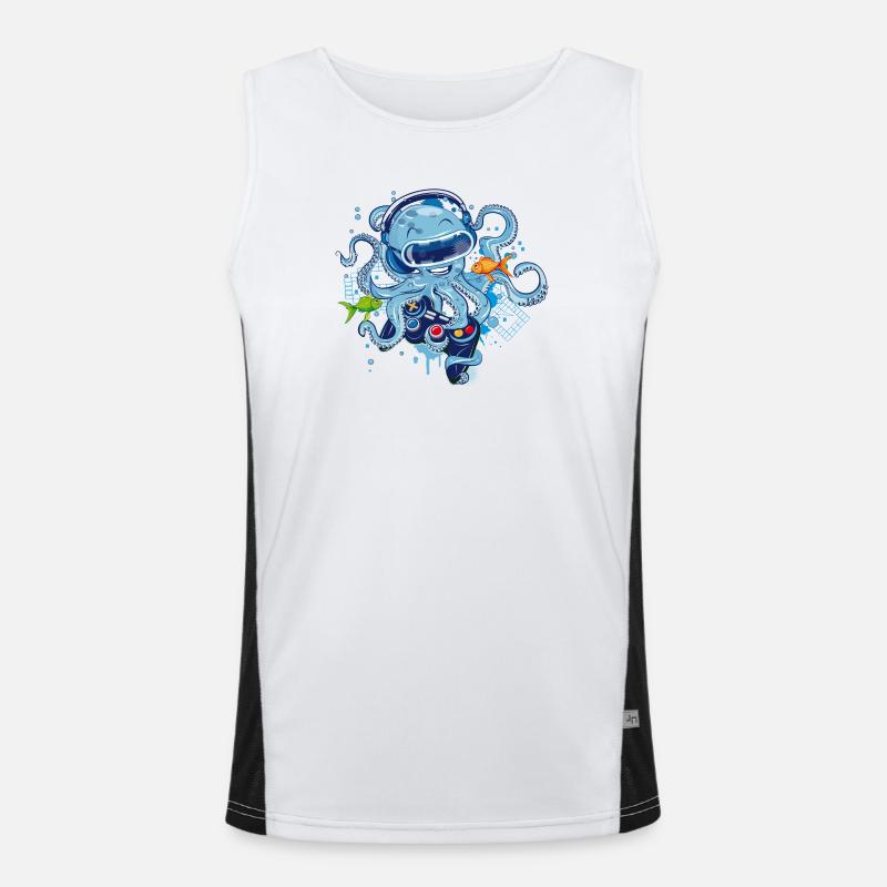 Gaming Oktopus mit Controller Funktionelles Kontrast-Tank Top für Männer 