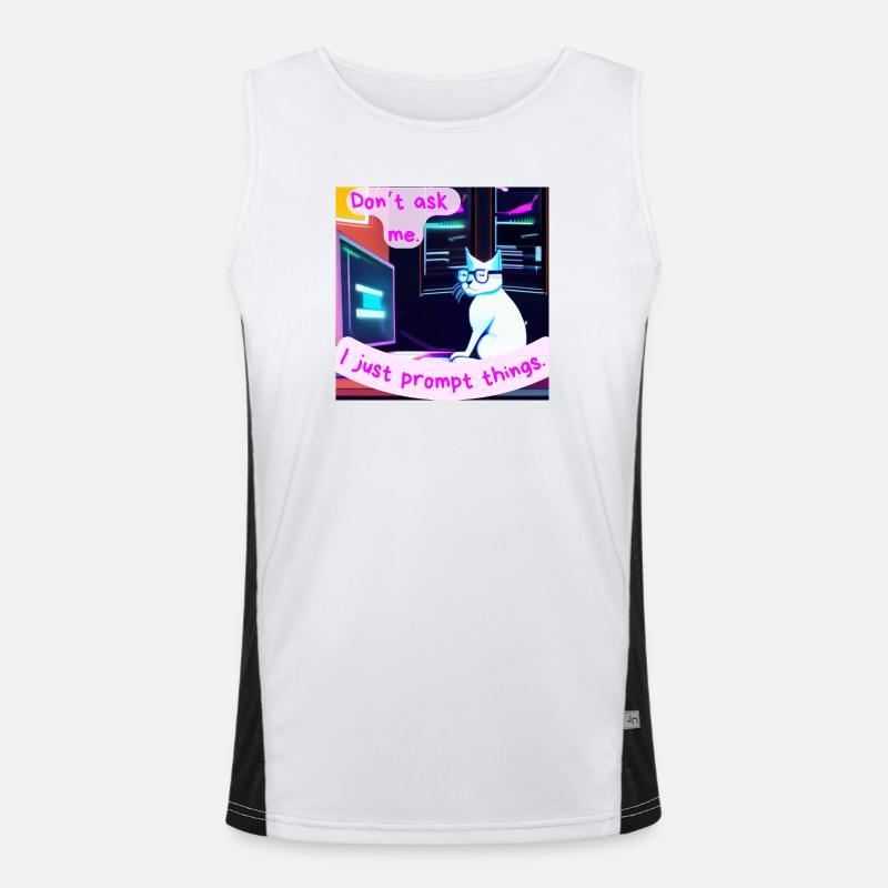 Don’t Ask Me, I Just Prompt Things – Grumpy AI Cat Débardeur respirant contrasté Homme 