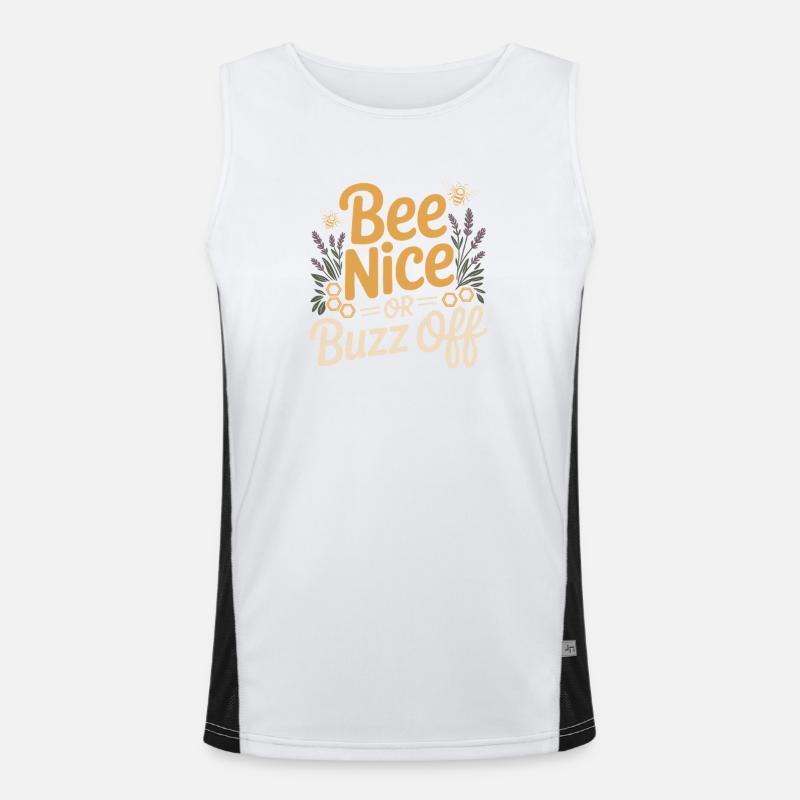 Bee Beekeeper Bee Nice Or Buzz Off Beekeeper Men's Functional Contrast Tank Top 