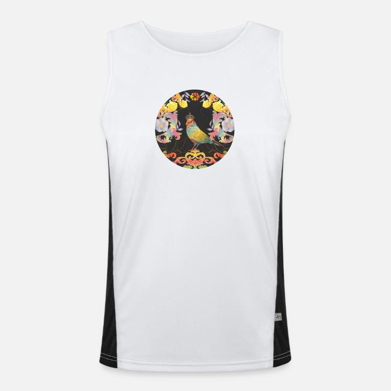 Imaginative Bird with Crown & Ornaments Men's Functional Contrast Tank Top 