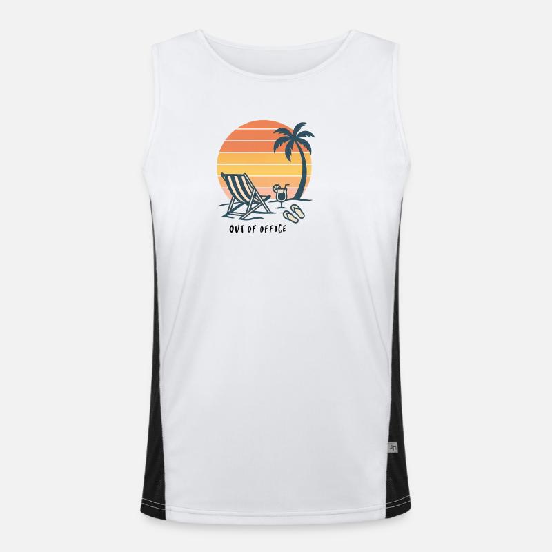 Coucher de soleil plage vacances Illustration Débardeur respirant contrasté Homme 