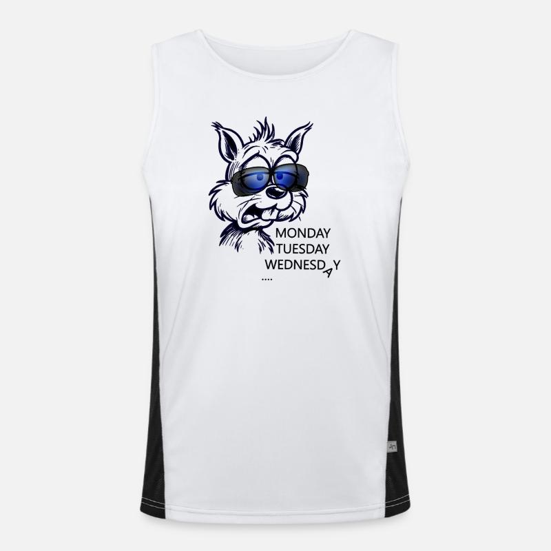 Dog with glasses doesn't feel like the week Men's Functional Contrast Tank Top 
