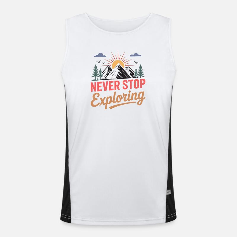 Mountains - Never Stop Exploring - Men's Functional Contrast Tank Top  - white/black