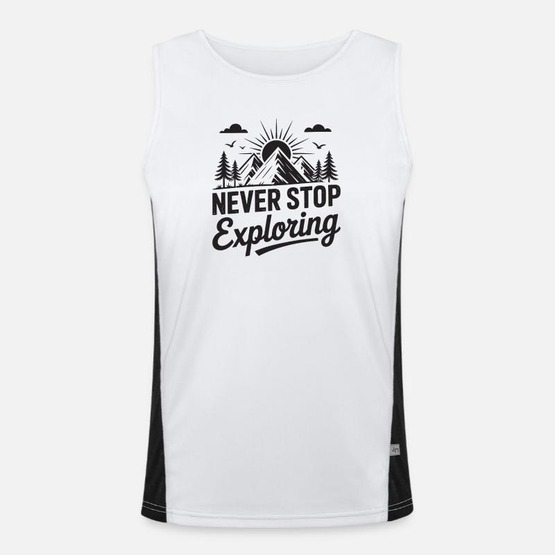 Mountains - Never Stop Exploring - Men's Functional Contrast Tank Top  - white/black