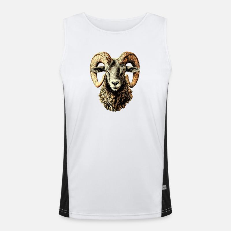 Widder Mufflon Aries Wilde Schafe Männliches Schaf Funktionelles Kontrast-Tank Top für Männer 
