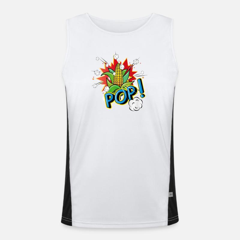 Maiskolben im Pop-Art-Stil mit Popcorn-Effekt Funktionelles Kontrast-Tank Top für Männer 
