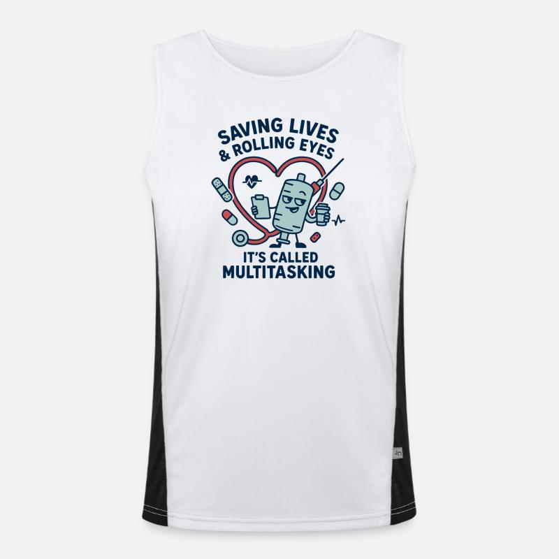 Multitasking Rettungsherz Design Funktionelles Kontrast-Tank Top für Männer 