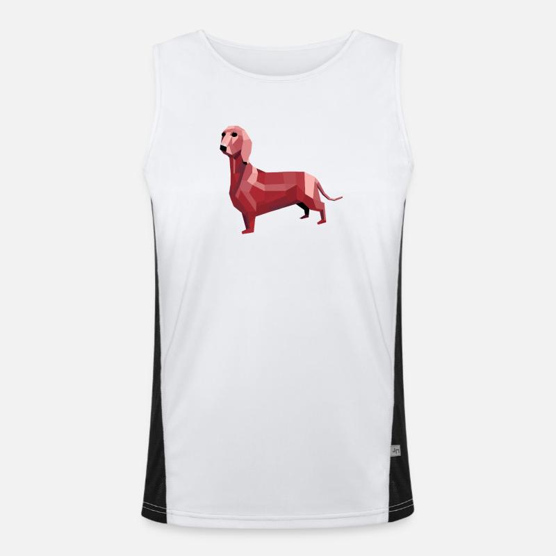 Dachshund low poly red Men's Functional Contrast Tank Top 