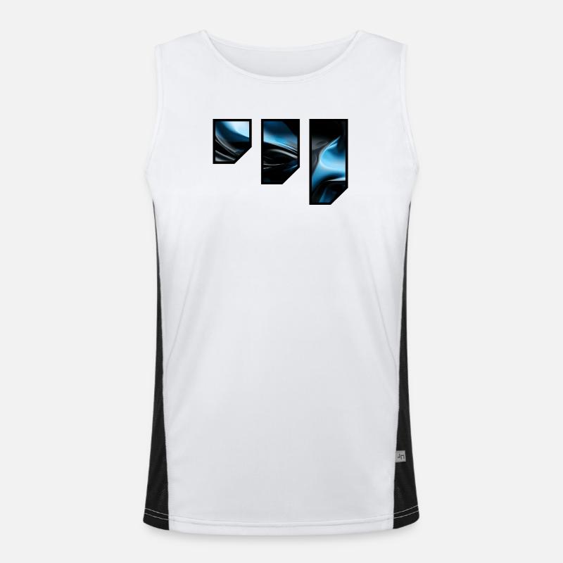 Fluid Blue Black Abstract Pattern Men's Functional Contrast Tank Top 