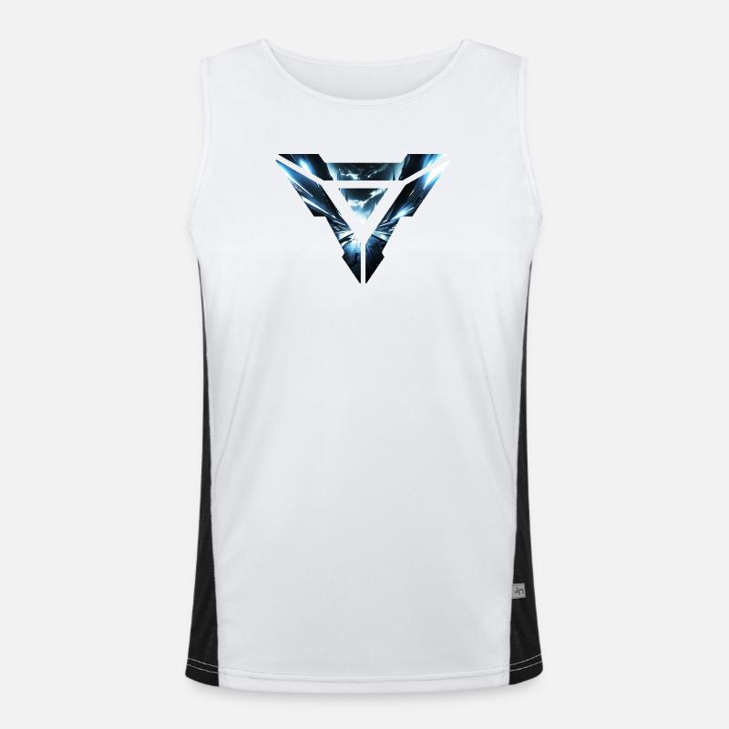 Futuristic Cyber Realm Triangular Design - Men's Functional Contrast Tank Top  - white/black