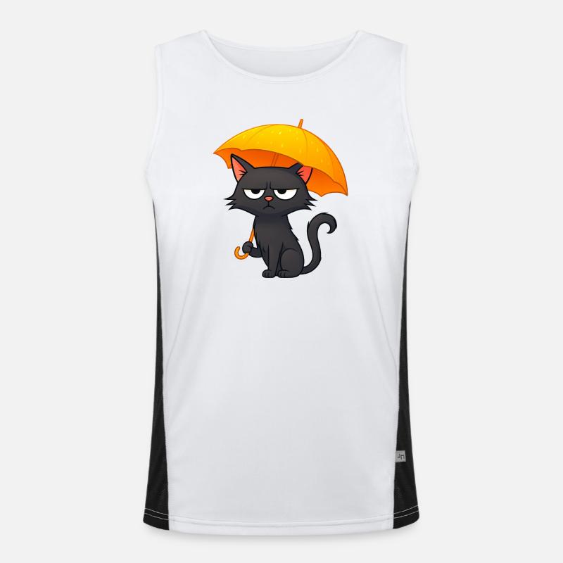Humorvolle Grumpy Regentage Desaster mit Katze Funktionelles Kontrast-Tank Top für Männer 
