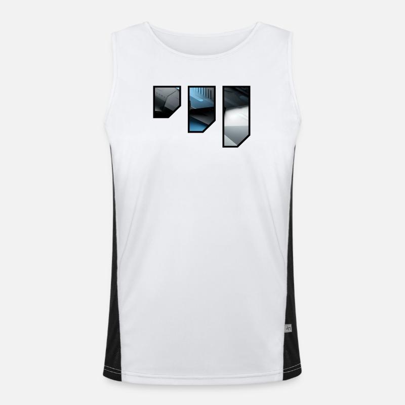 Futuristic Techno Abstract Pattern - Men's Functional Contrast Tank Top  - white/black