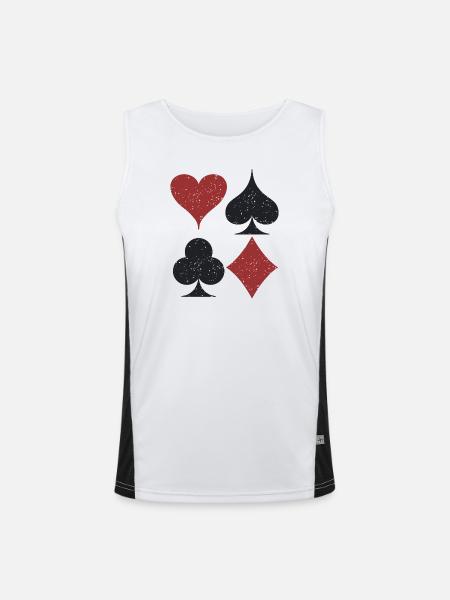 Card Suits Symbols Grunge Texture 2 - Men's Functional Contrast Tank Top  - white/black
