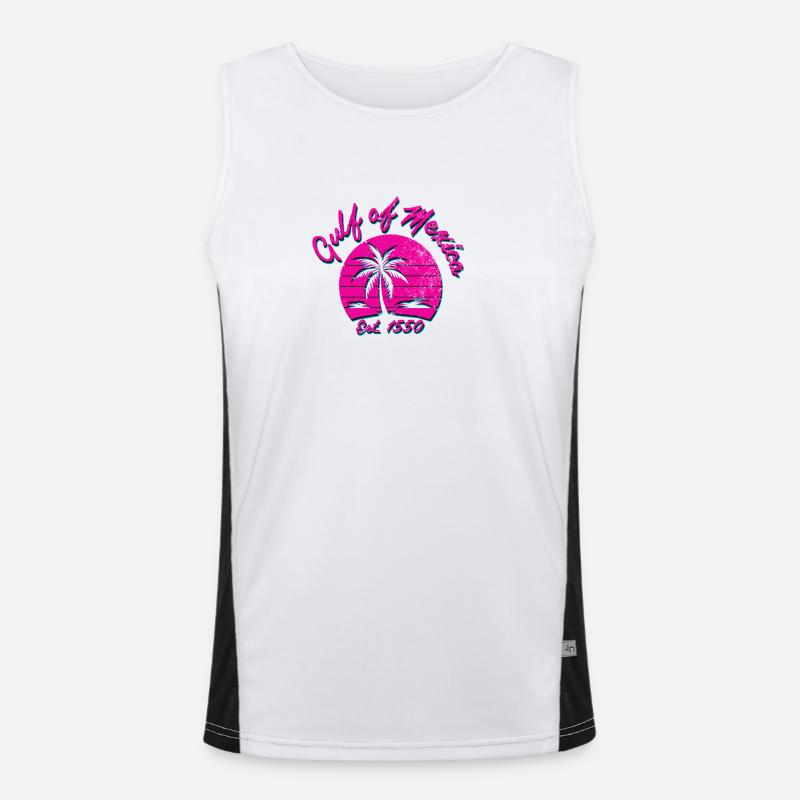 Tropical spring feeling with palm trees - Men's Functional Contrast Tank Top  - white/black