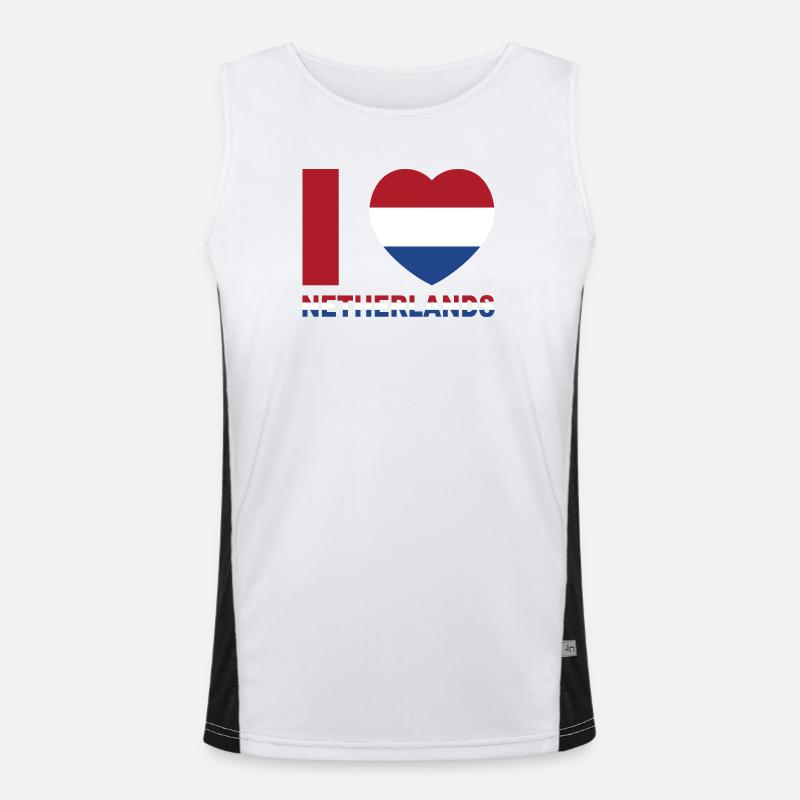 Coeur avec drapeau des Pays-Bas Débardeur respirant contrasté Homme 