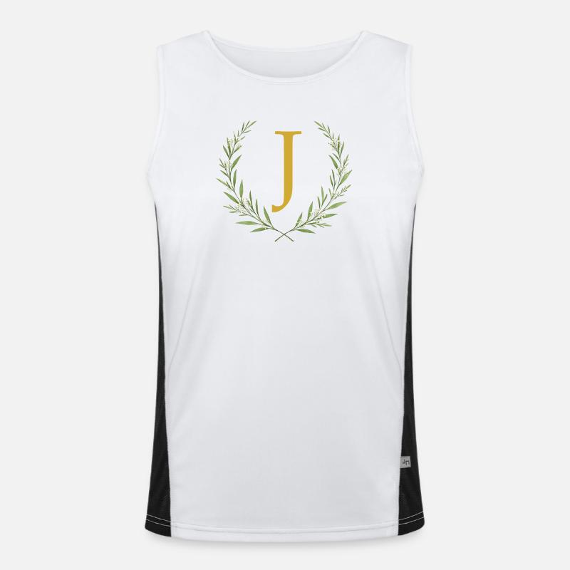 J Monogram, Eucalyptus Wreath, Personalizable Men's Functional Contrast Tank Top 