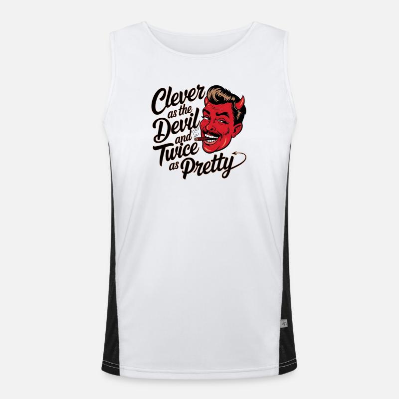 Naughty devil with cigar and charm - Men's Functional Contrast Tank Top - white/black