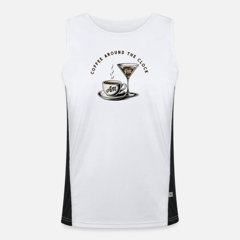 Kaffeepause, Coffee around the clock Funktionelles Kontrast-Tank Top für Männer 
