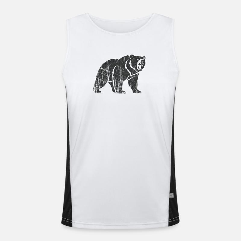Abstract bear with line patterns - Men's Functional Contrast Tank Top  - white/black