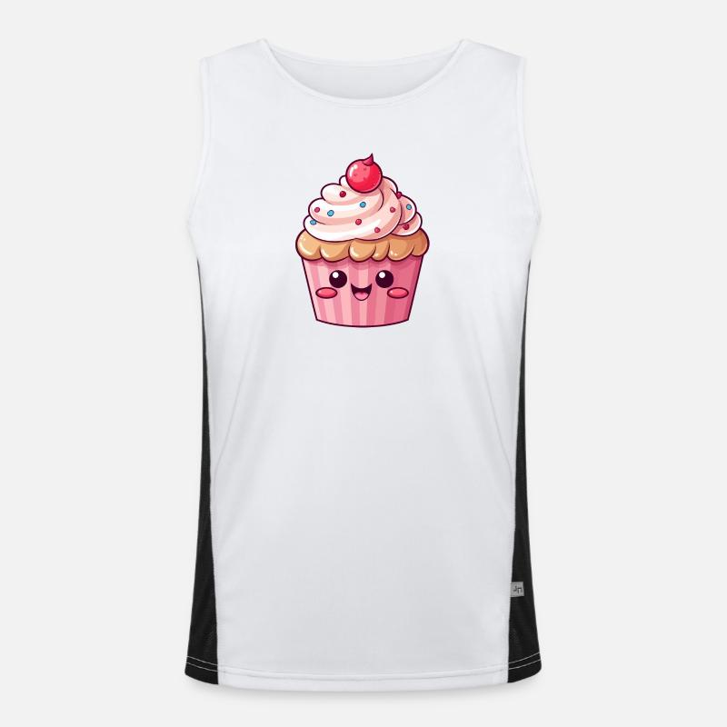 Cute Pink Cupcake with Sprinkles Men's Functional Contrast Tank Top 