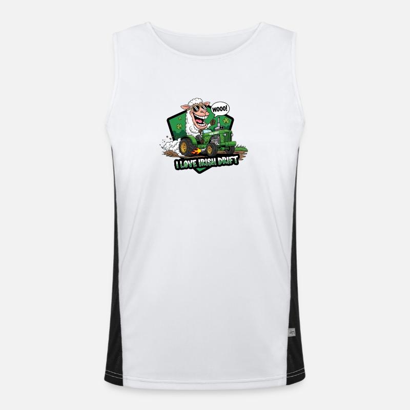 Irish Drift Sheep Car Design Men's Functional Contrast Tank Top 