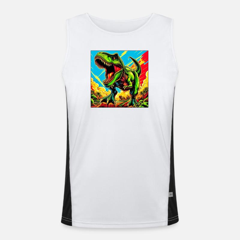 dinosaur - Men's Functional Contrast Tank Top - white/black