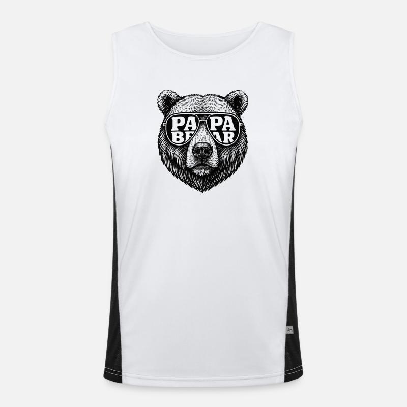 Cooles Papa Bear Bärenkopf Bär mit Sonnenbrille Funktionelles Kontrast-Tank Top für Männer 