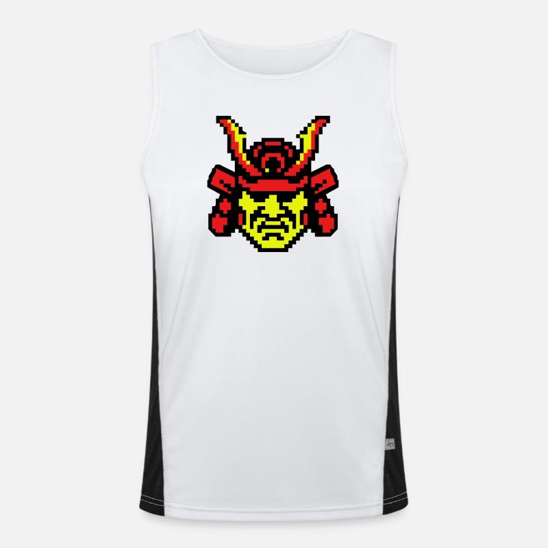 Pixel Samurai 8bit - Men's Functional Contrast Tank Top  - white/black