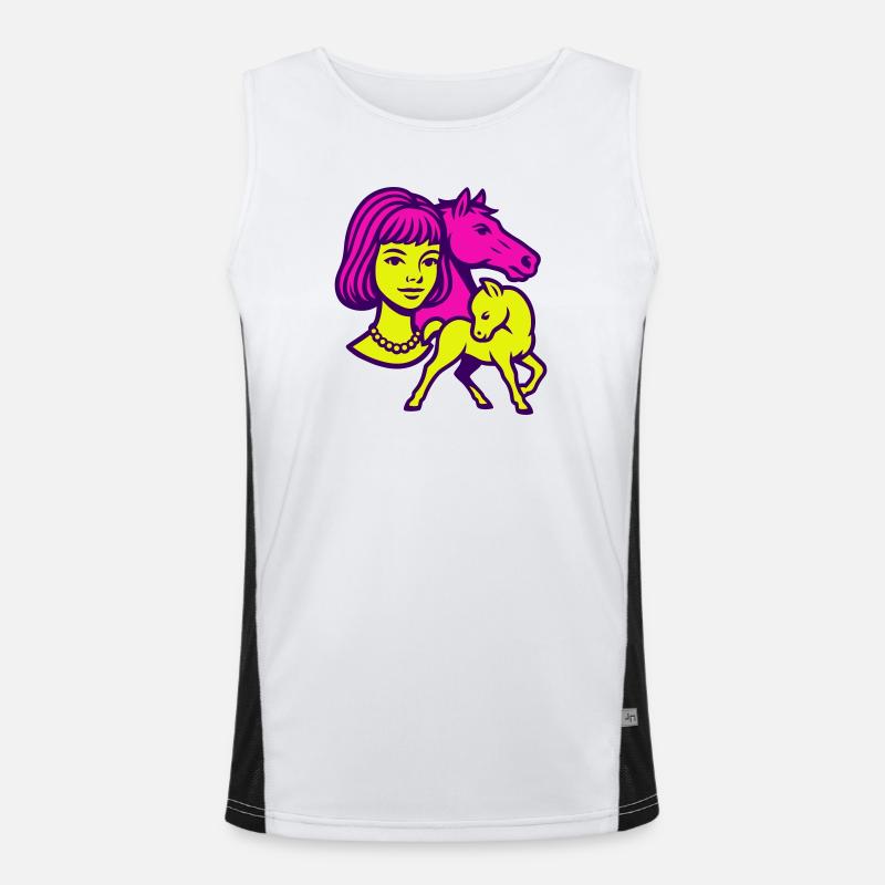 Pferdemädchen Pop-Art Funktionelles Kontrast-Tank Top für Männer 