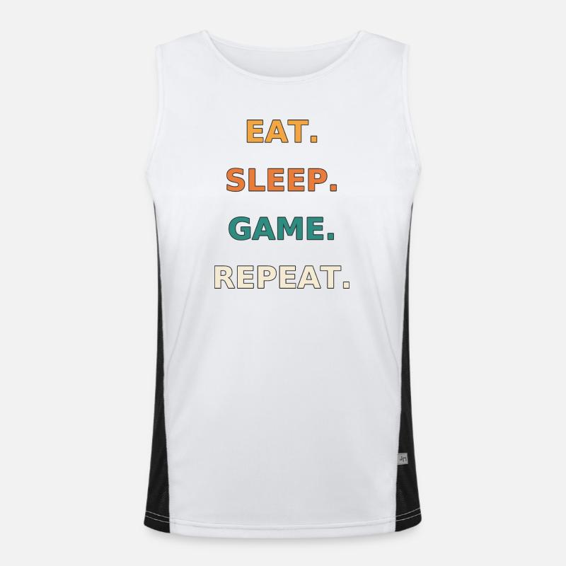 Eat. Sleep. Game. Repeat. Débardeur respirant contrasté Homme 