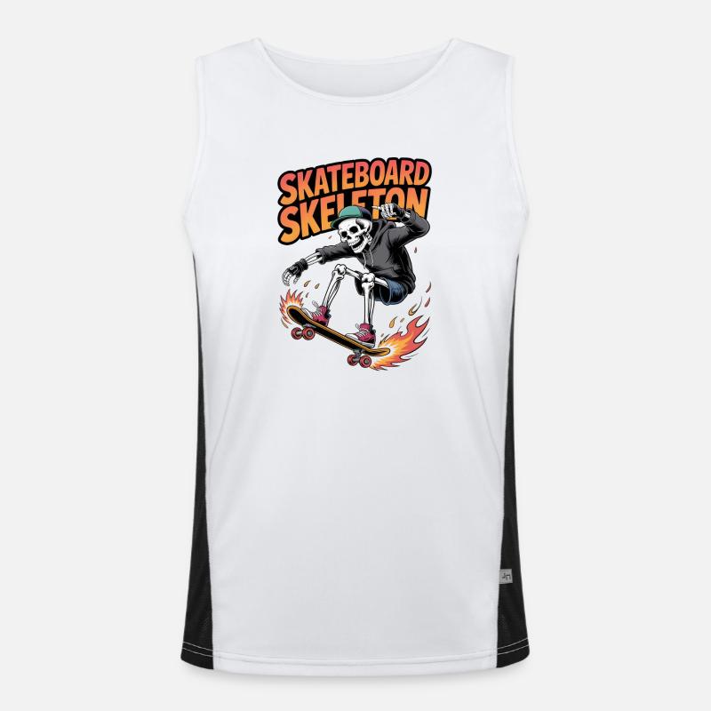 Skateboard Skelett Dynamisches Design Funktionelles Kontrast-Tank Top für Männer 