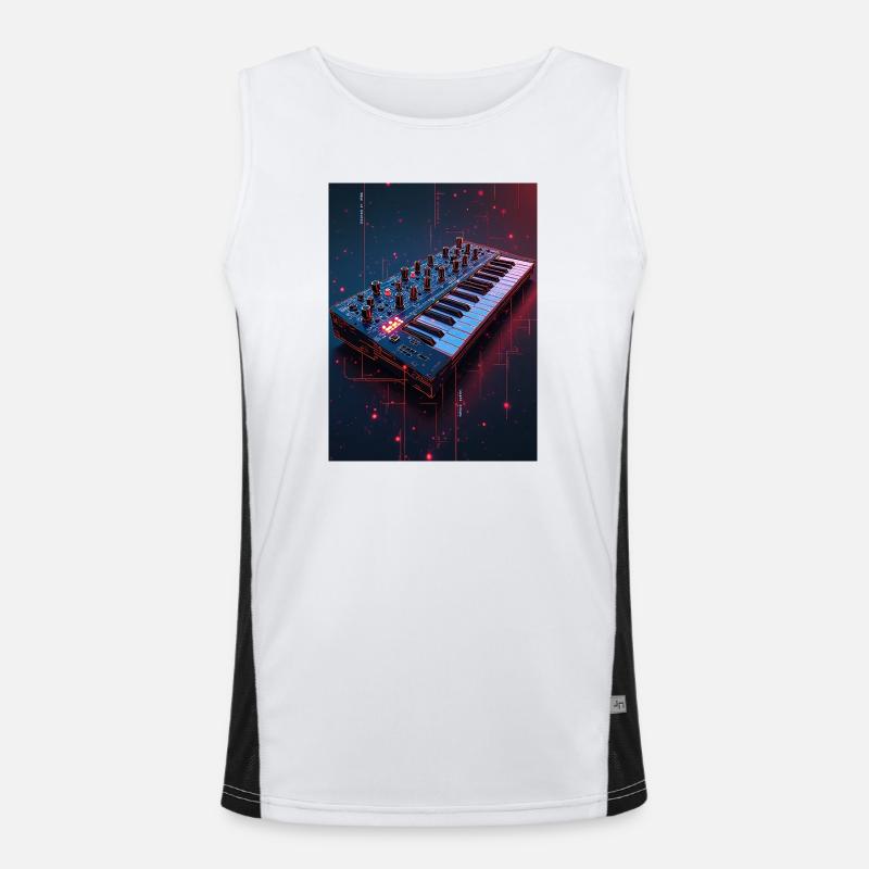 Futuristic Synthwave Music Console Men's Functional Contrast Tank Top 