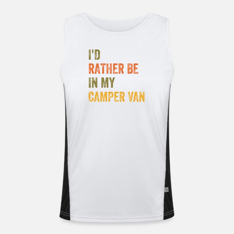 I'd Rather Be In My Camper Van Retro Vintage Text Men's Functional Contrast Tank Top 