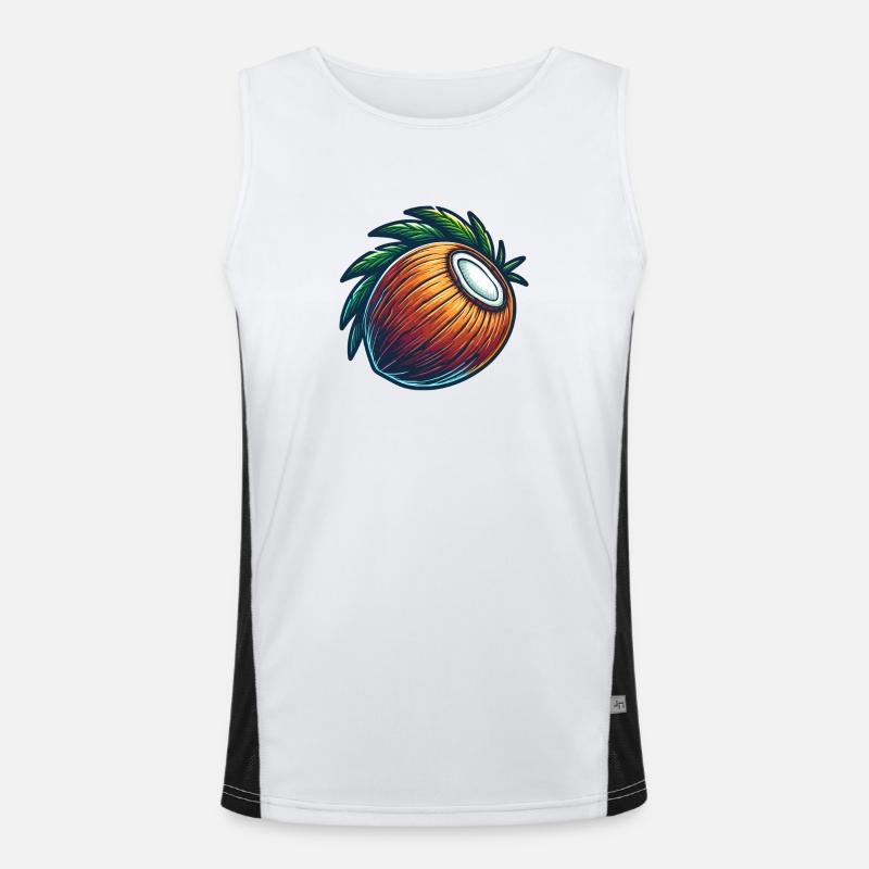 Walnut Tropical Fruit Illustration Men's Functional Contrast Tank Top 
