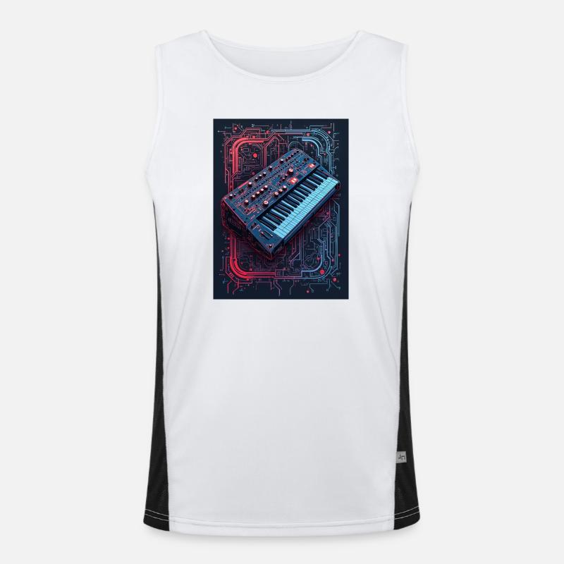 Futuristic synthesizer design Men's Functional Contrast Tank Top 